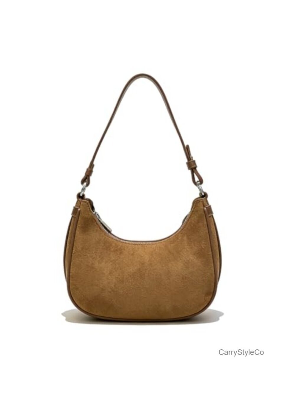 Suede Hobo Shoulder Bag Crossbody Purse Zipper Closure
